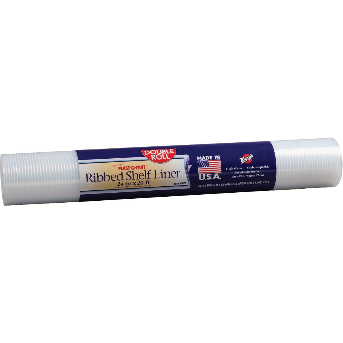 Warp's Plast-O-Mat 24 In. x 20 Ft. Clear Ribbed Non-Adhesive Shelf Liner (Double Roll) Image 1