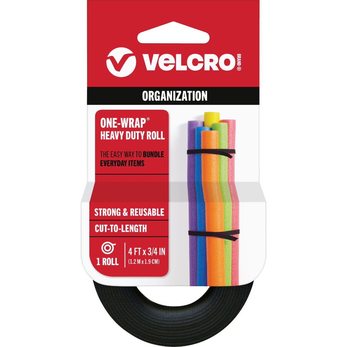 VELCRO Brand One-Wrap 3/4 In. x 4 Ft. Black Multi-Use Hook & Loop Roll