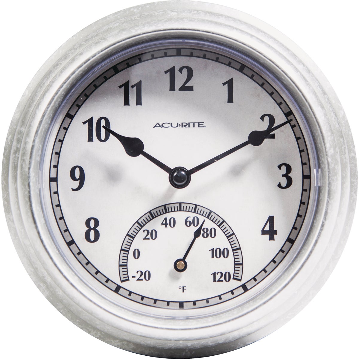 Acurite 8.5 In. Brushed Galvanized Clock/Thermometer