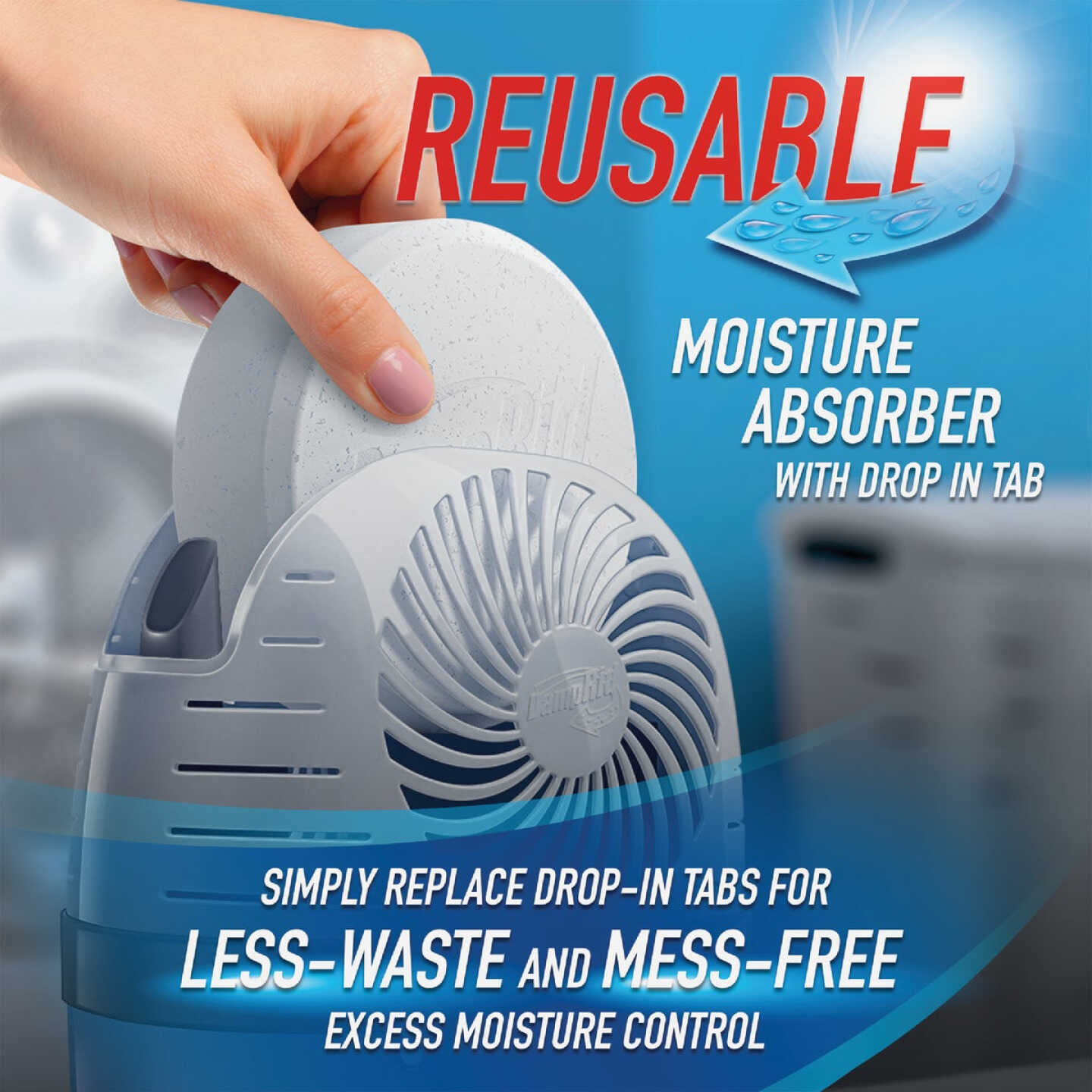DampRid Reusable Moisture Absorber with Drop-In Tablet, Fresh Scent, 15.8 Oz. Image 3