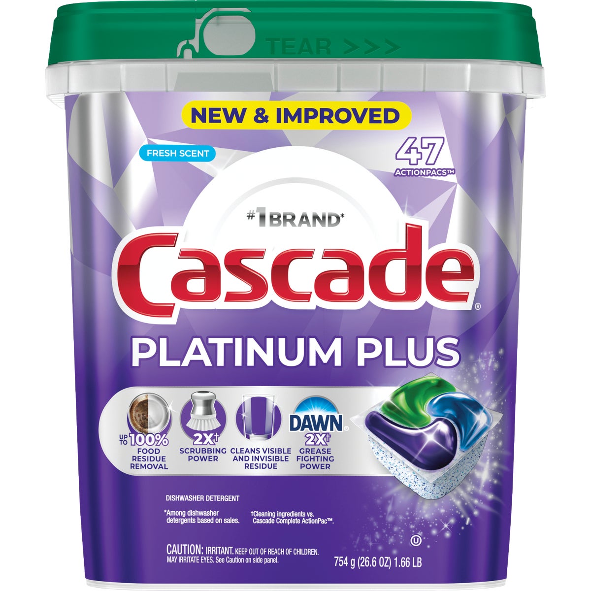 Cascade Platinum Plus Action Pacs Dishwasher Detergent (47-Count)