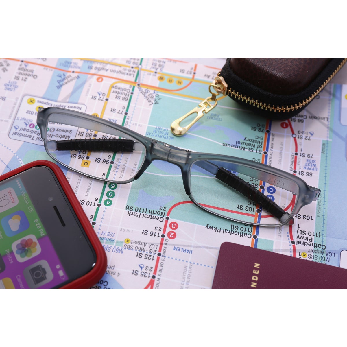 Kikkerland Folding Reading Glasses in Zip Case, Assorted Magnification Image 2