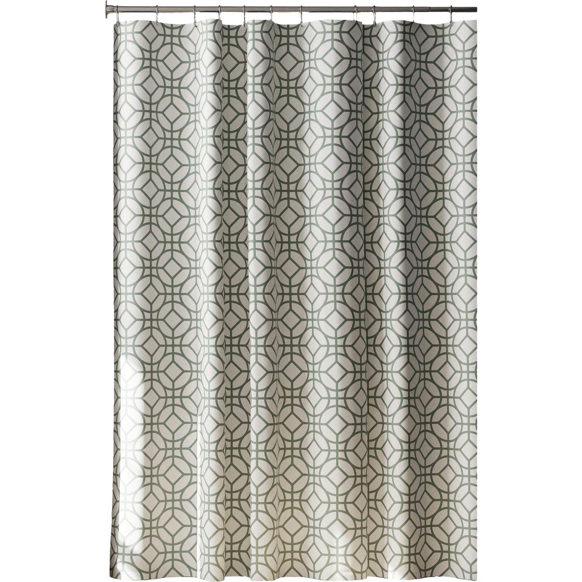Zenna Home 70 In. x 72 In. Quinn Geometric Sage Green Decorative Fabric Shower Curtain Image 3