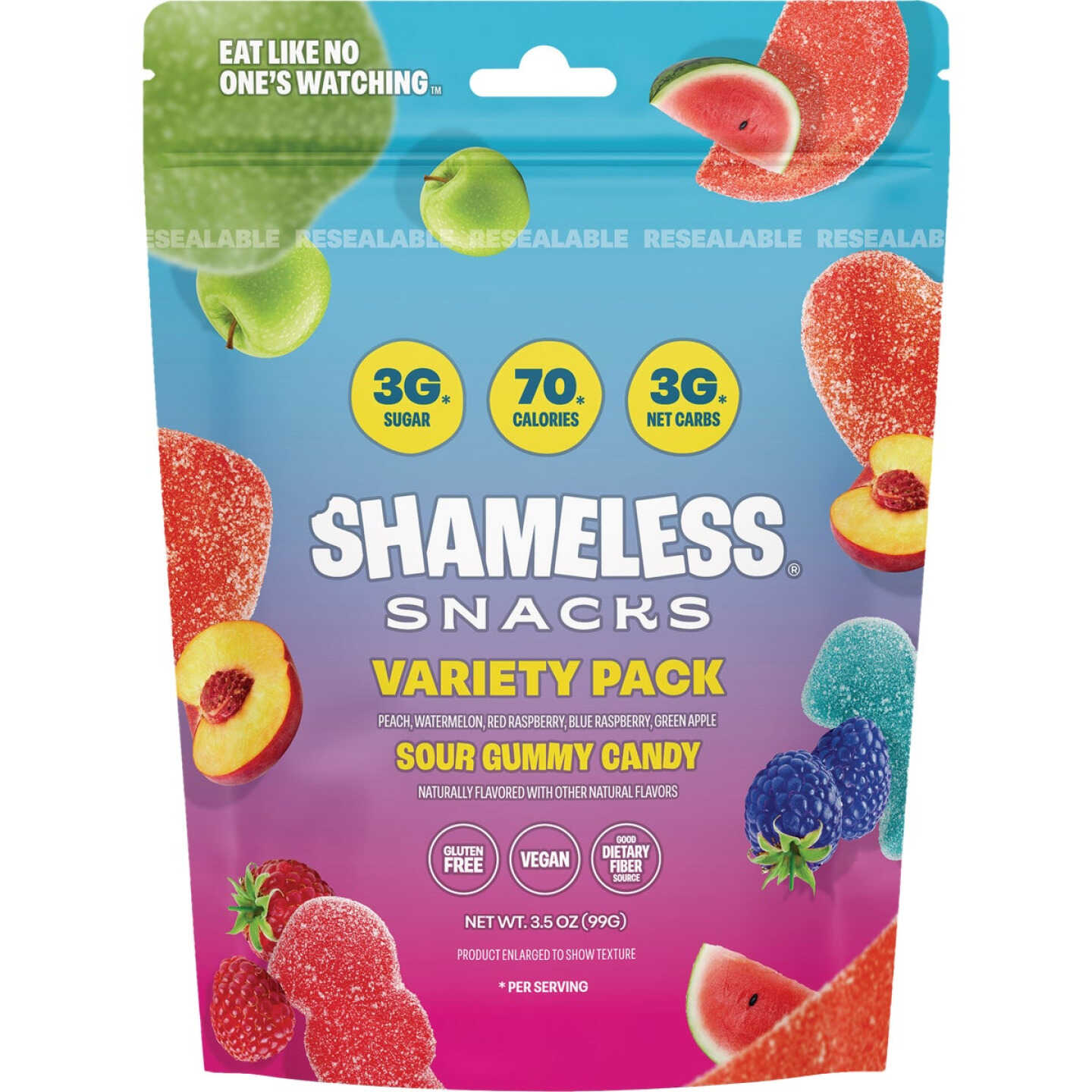 Shameless Snacks 3-1/2 Oz. Variety Pack Sour Gummy Candy Image 2
