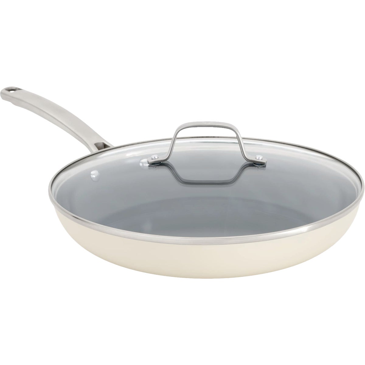 Calphalon 12 In. Ceramic Nonstick Fry Pan with Lid, Flour