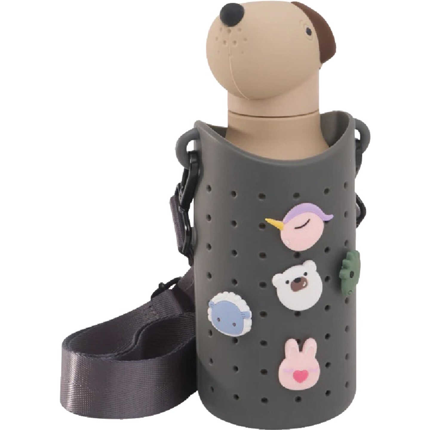 Ad-N-Art 16 Oz. Bestie Animal Insulated Water Bottle, Beige Dog Image 3
