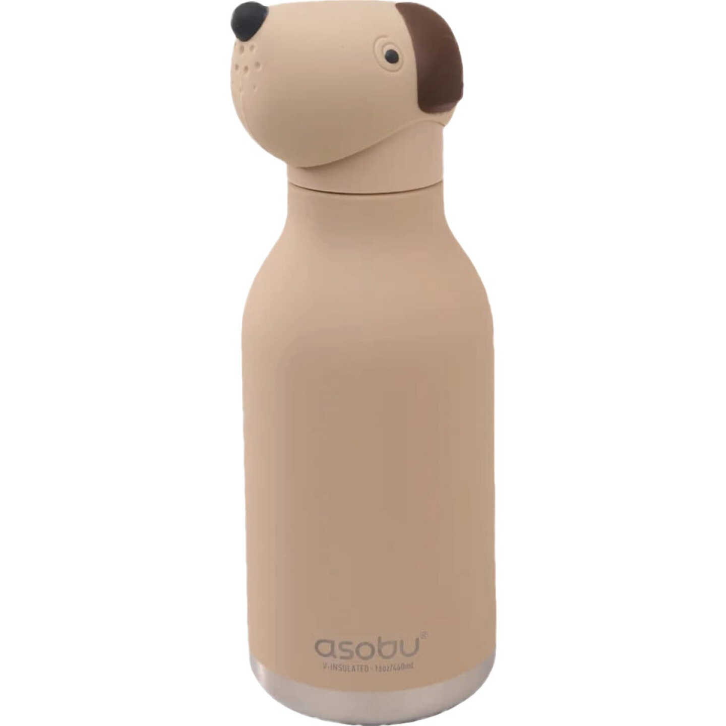 Ad-N-Art 16 Oz. Bestie Animal Insulated Water Bottle, Beige Dog Image 1