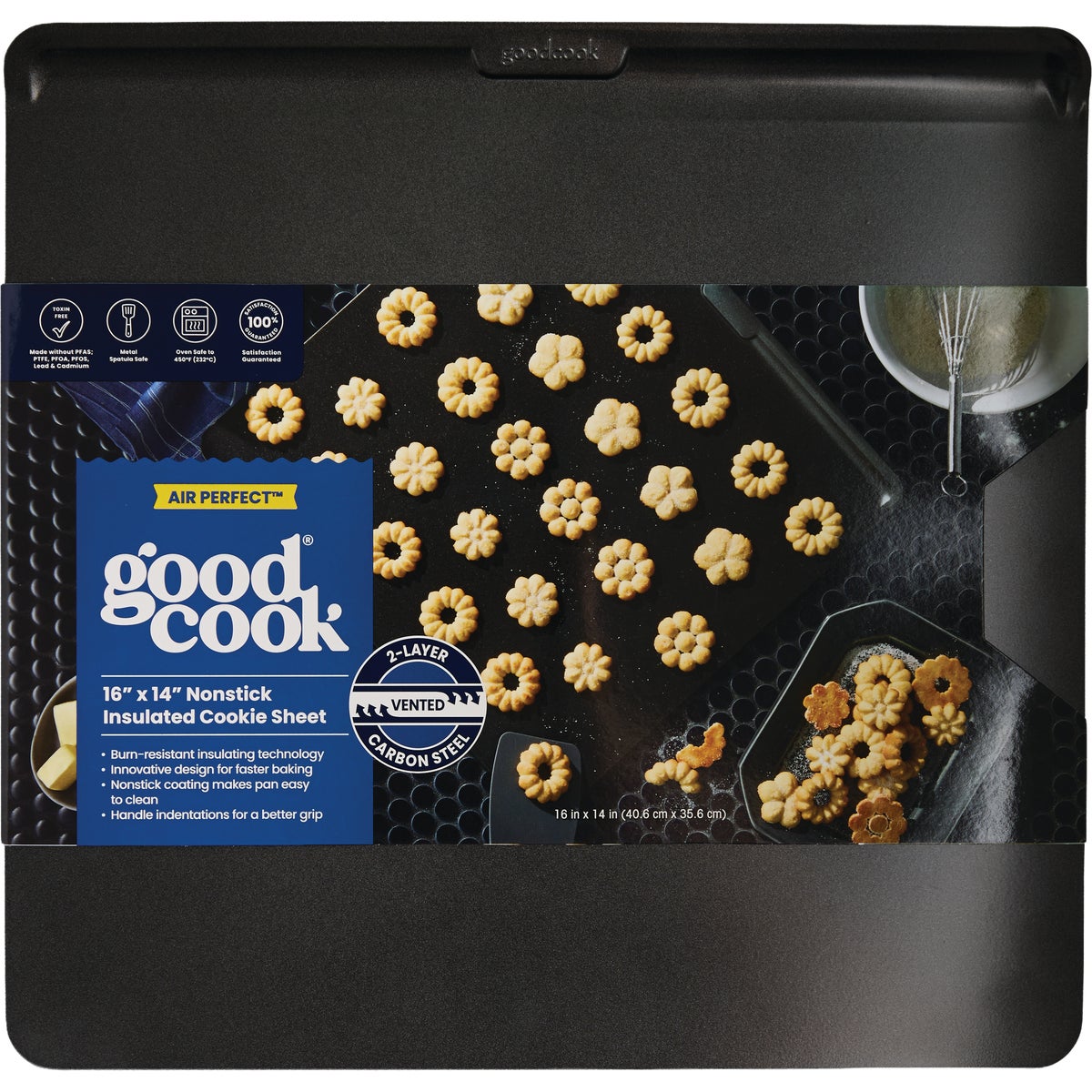 Goodcook AirPerfect Nonstick Large 16 In. x 14 In. Cookie Sheet Baking Pan Image 2