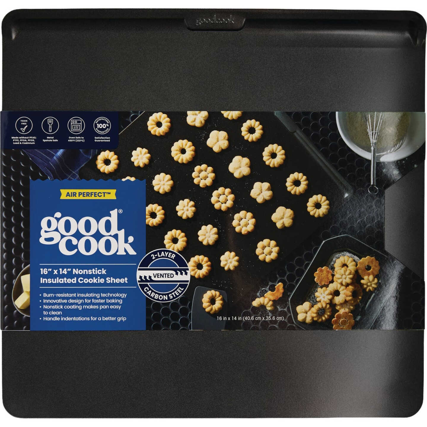 Goodcook AirPerfect Nonstick Large 16 In. x 14 In. Cookie Sheet Baking Pan Image 2
