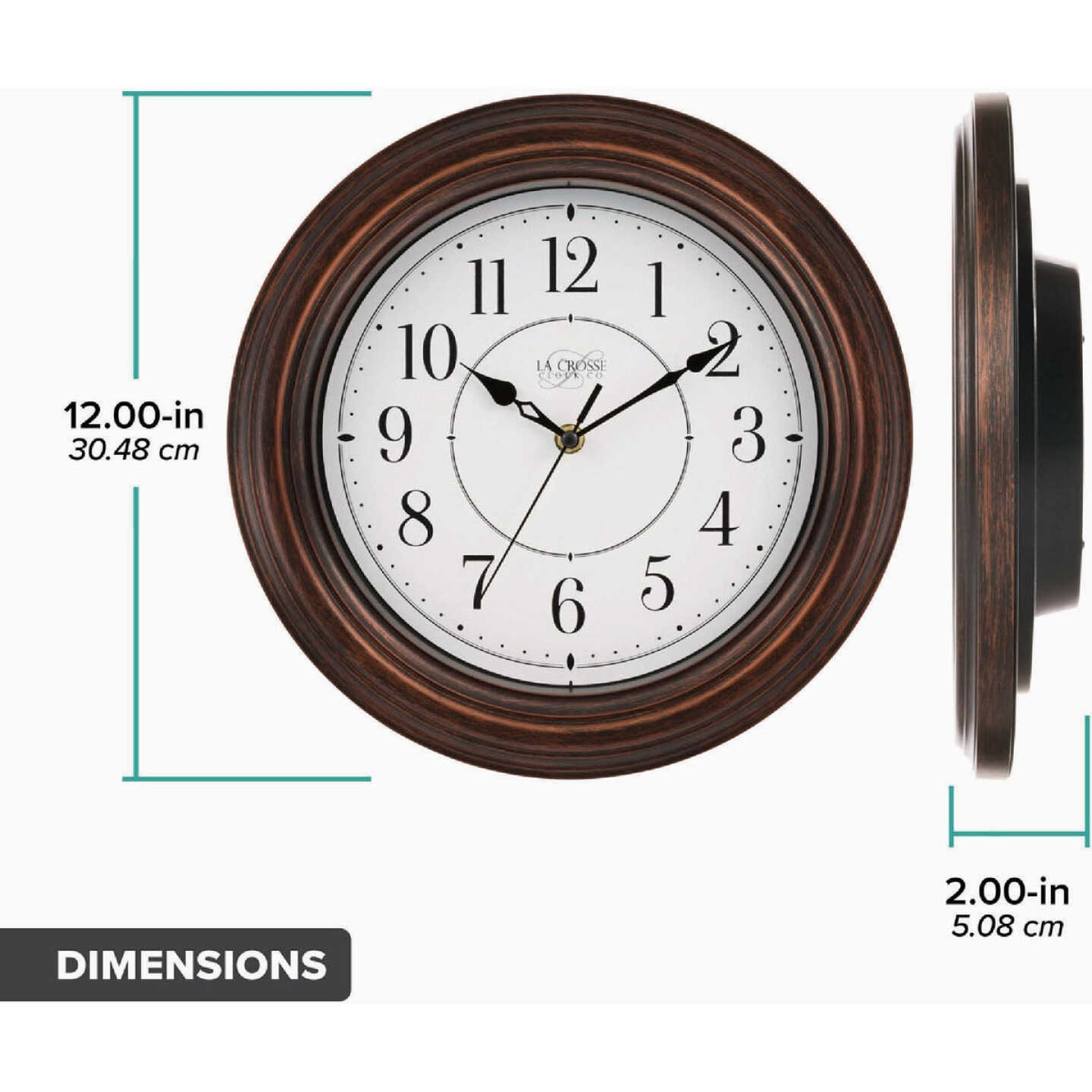 La Crosse Clock Co. 12 In. Evelyn Wall Clock Image 2