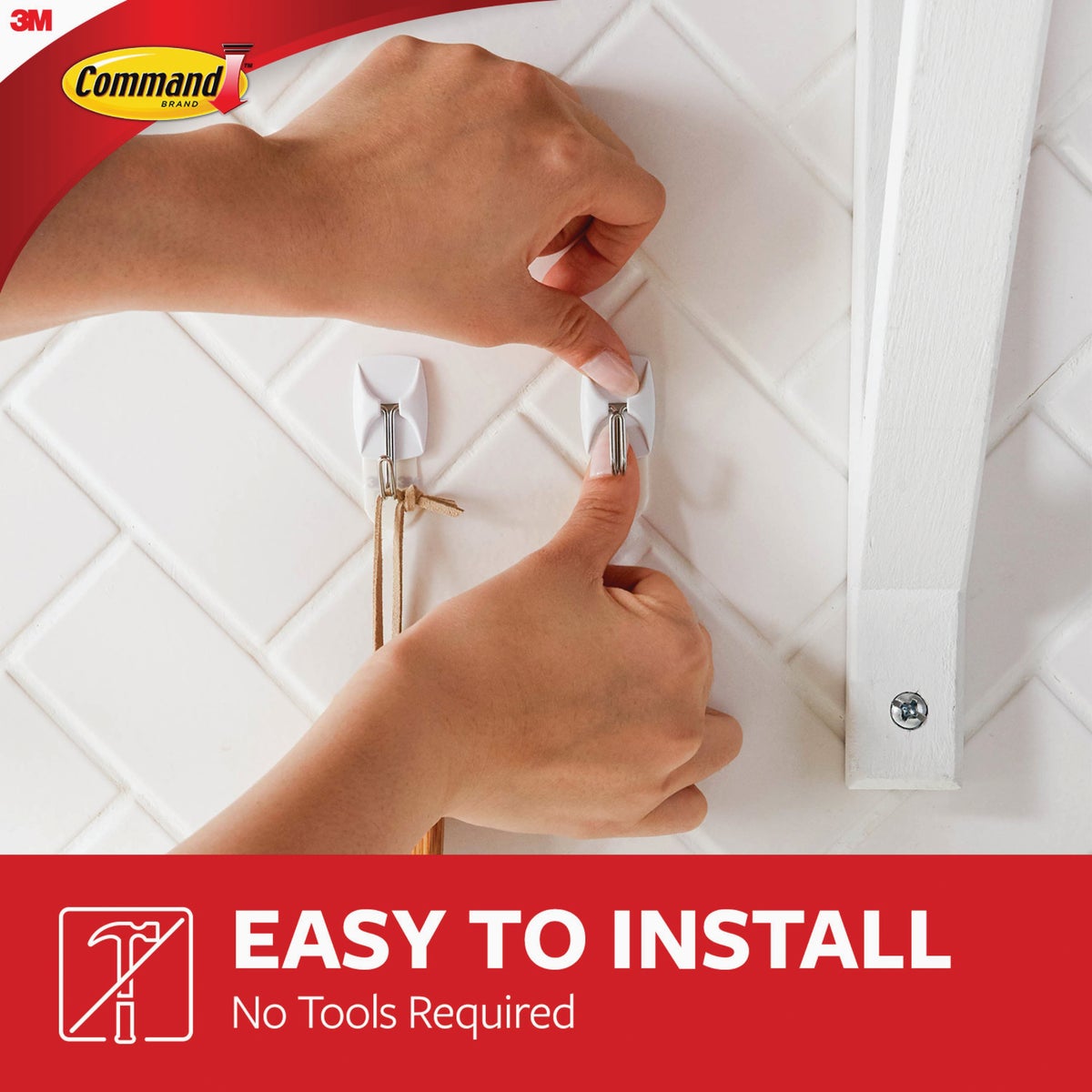 Command Small White Wire Hooks, 3 Hooks, 4 Strips Image 2
