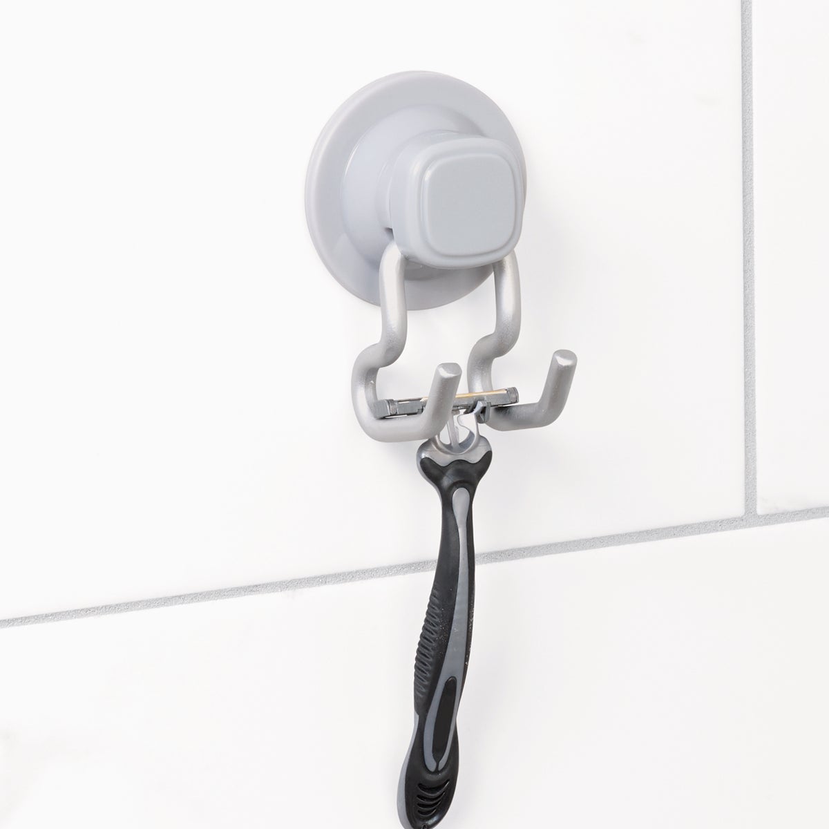Zenna Home Rustproof Satin Chrome Power Grip Pro Adhesive/Suction Shower Storage Hook Image 3