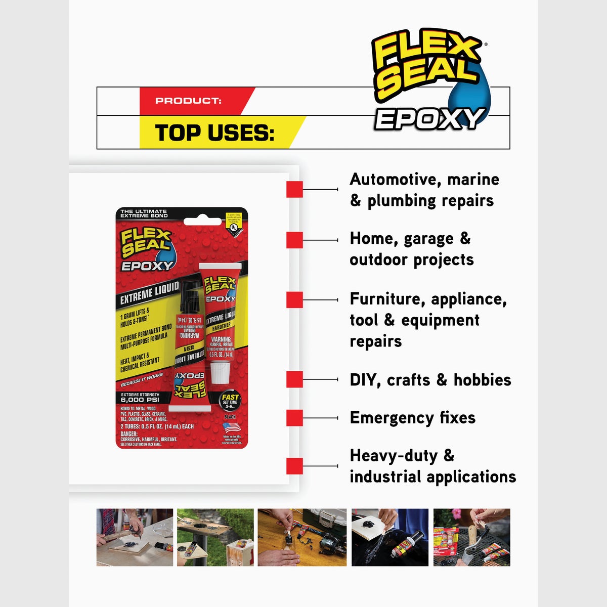 Flex Seal Epoxy 0.5 Oz. Extreme Liquid, Black (2-Pack) Image 4