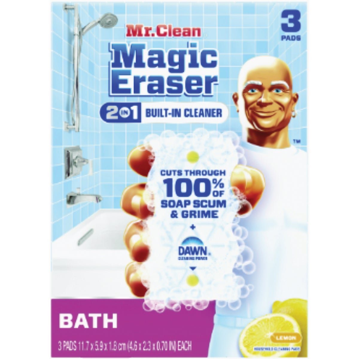 Mr. Clean Magic Eraser 2-in-1 Built-In-Cleaner Bath Sponge, Lemon