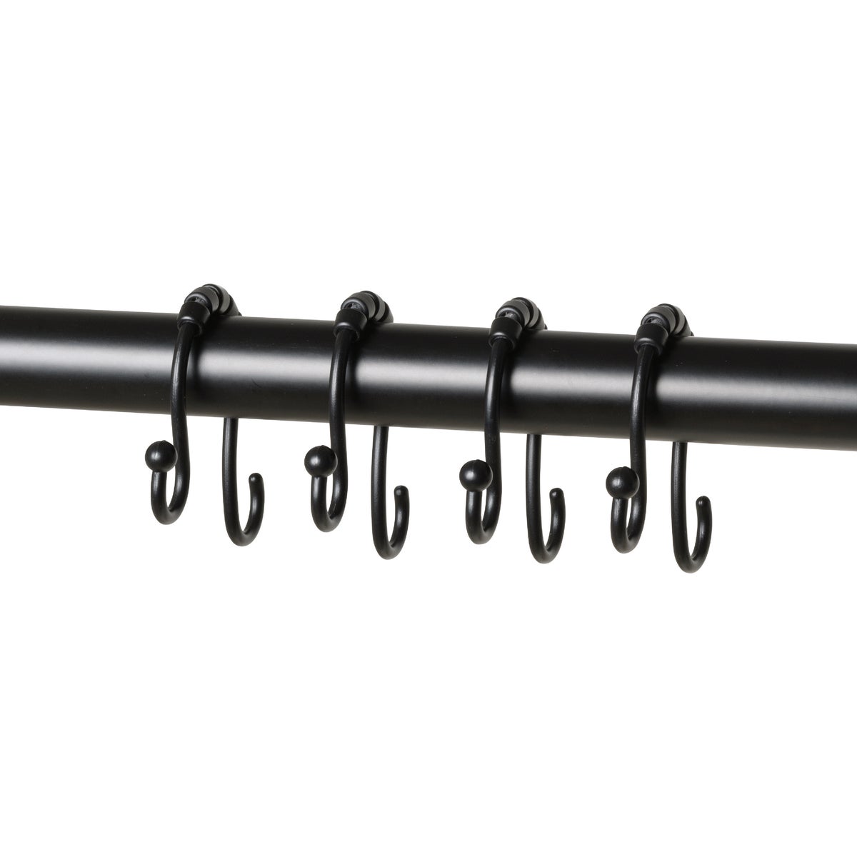 Zenna Home Rustproof Matte Black Double Roller Shower Curtain Hooks (12-Count) Image 4