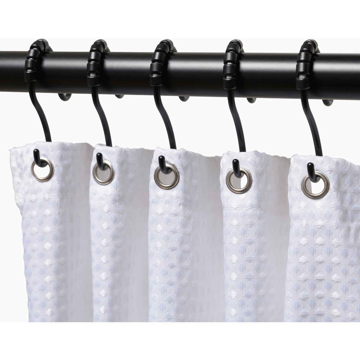 Zenna Home Rustproof Matte Black Double Roller Shower Curtain Hooks (12-Count) Image 2