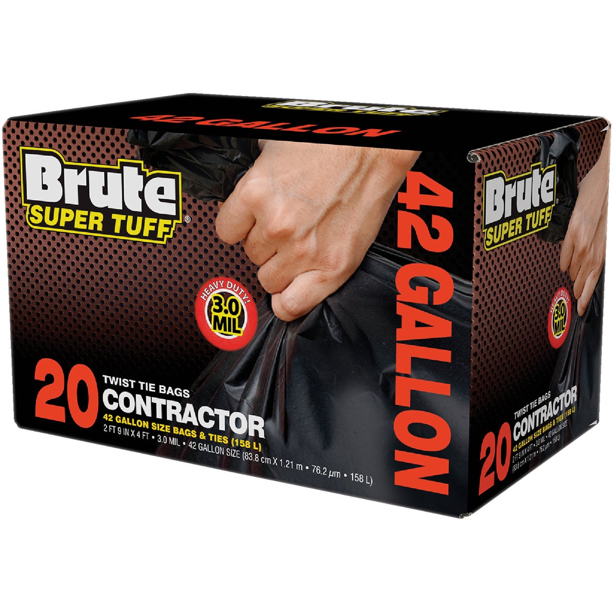 Brute Super Tuff 42 Gal. Contractor Black Trash Bag (15-Count) Image 1