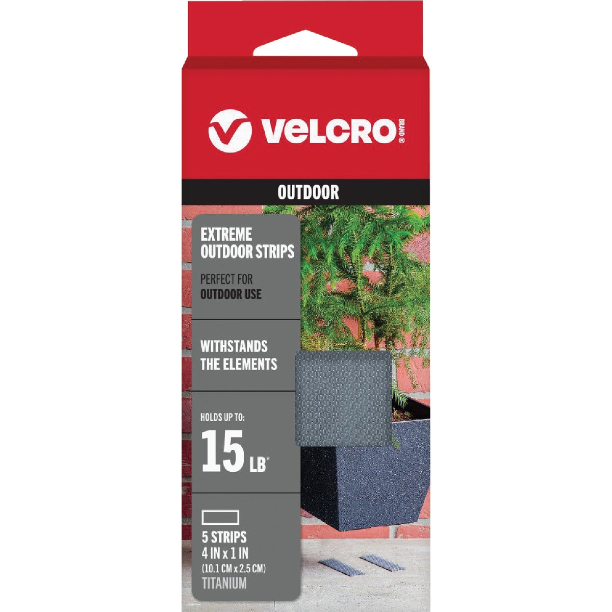 VELCRO Brand Industrial Strength Extreme Gray 1 In. x 4 In. Adhesive Hook & Loop Strip (5-Count)