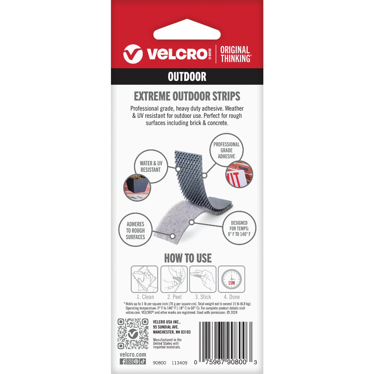 VELCRO Brand Industrial Strength Extreme Gray 1 In. x 4 In. Adhesive Hook & Loop Strip (5-Count) Image 5