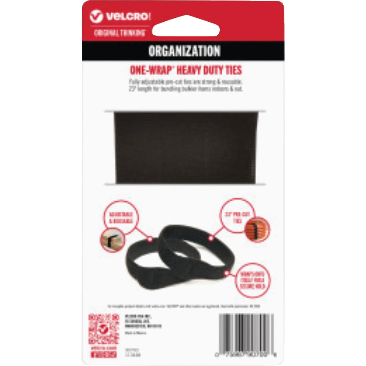 VELCRO Brand One-Wrap 7/8 In. x 23 In. Black Hook & Loop Tie (3-Count) Image 3