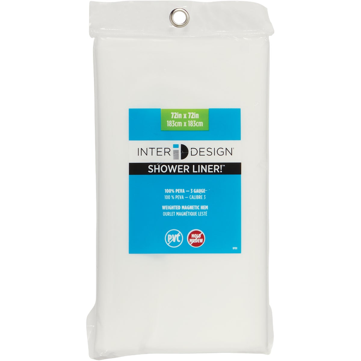 iDesign 72 In. x 72 In. Frost Peva Shower Curtain Liner Image 2