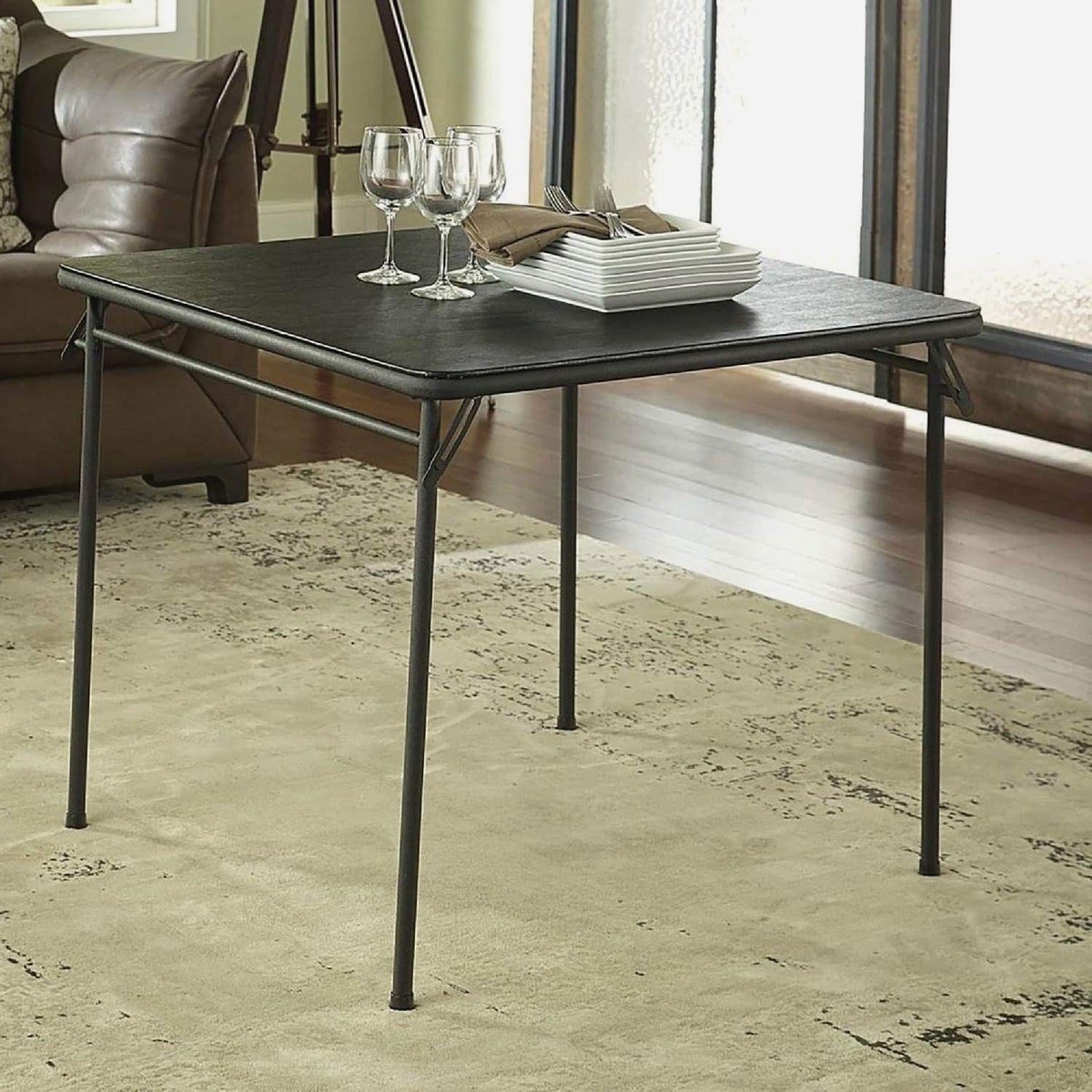 COSCO 34 In. x 34 In. Folding Table, Black Image 4