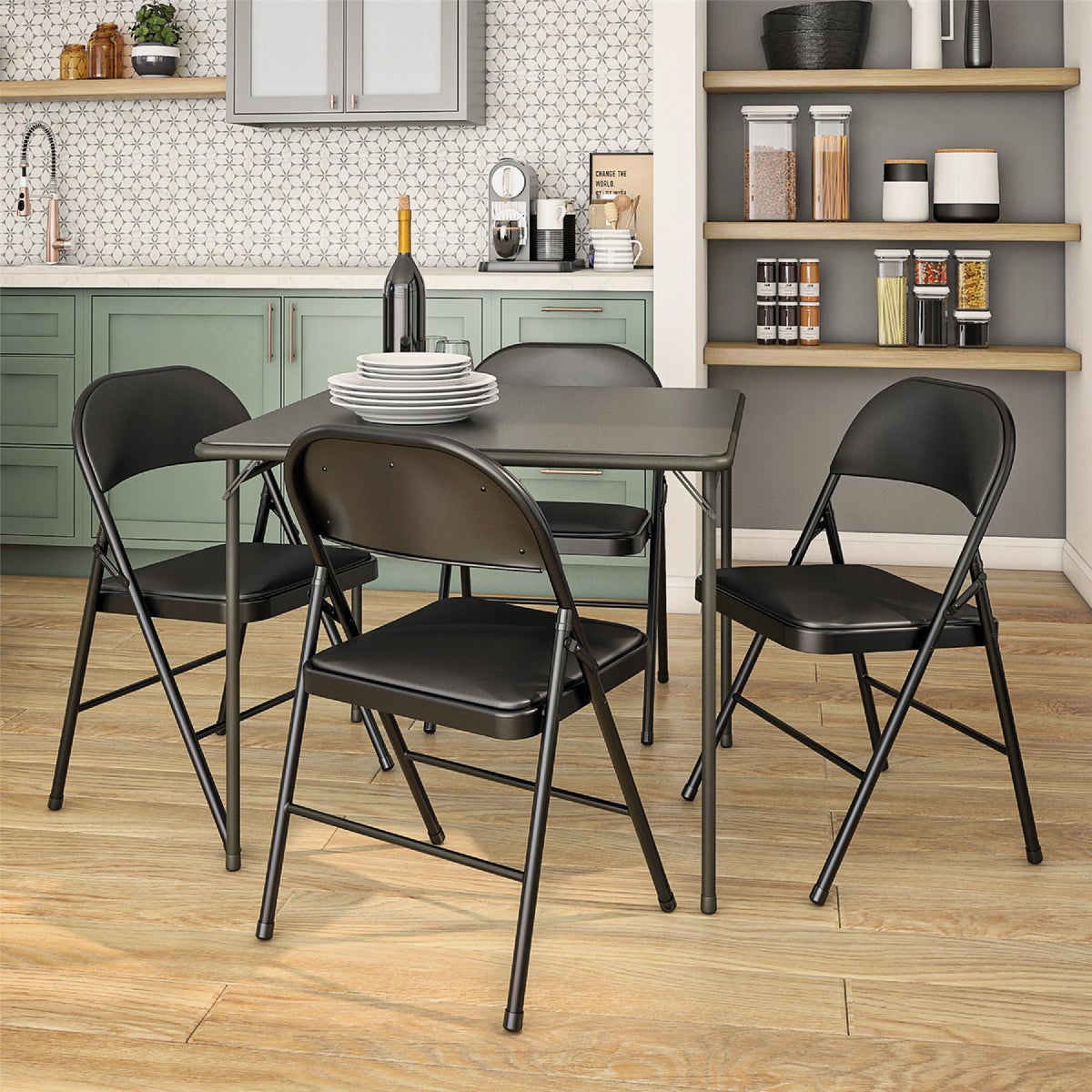 COSCO 34 In. x 34 In. Folding Table, Black Image 5