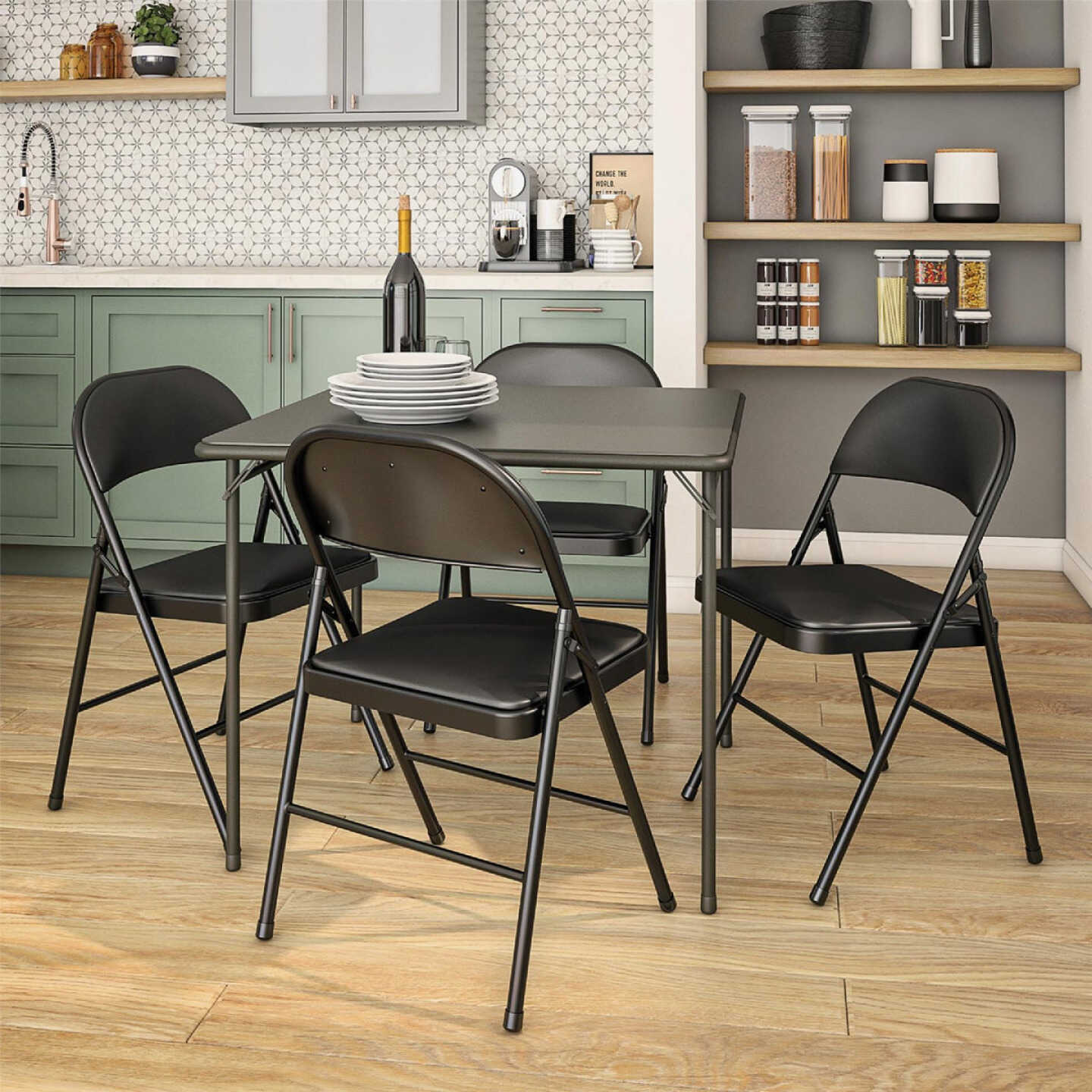 COSCO 34 In. x 34 In. Folding Table, Black Image 5
