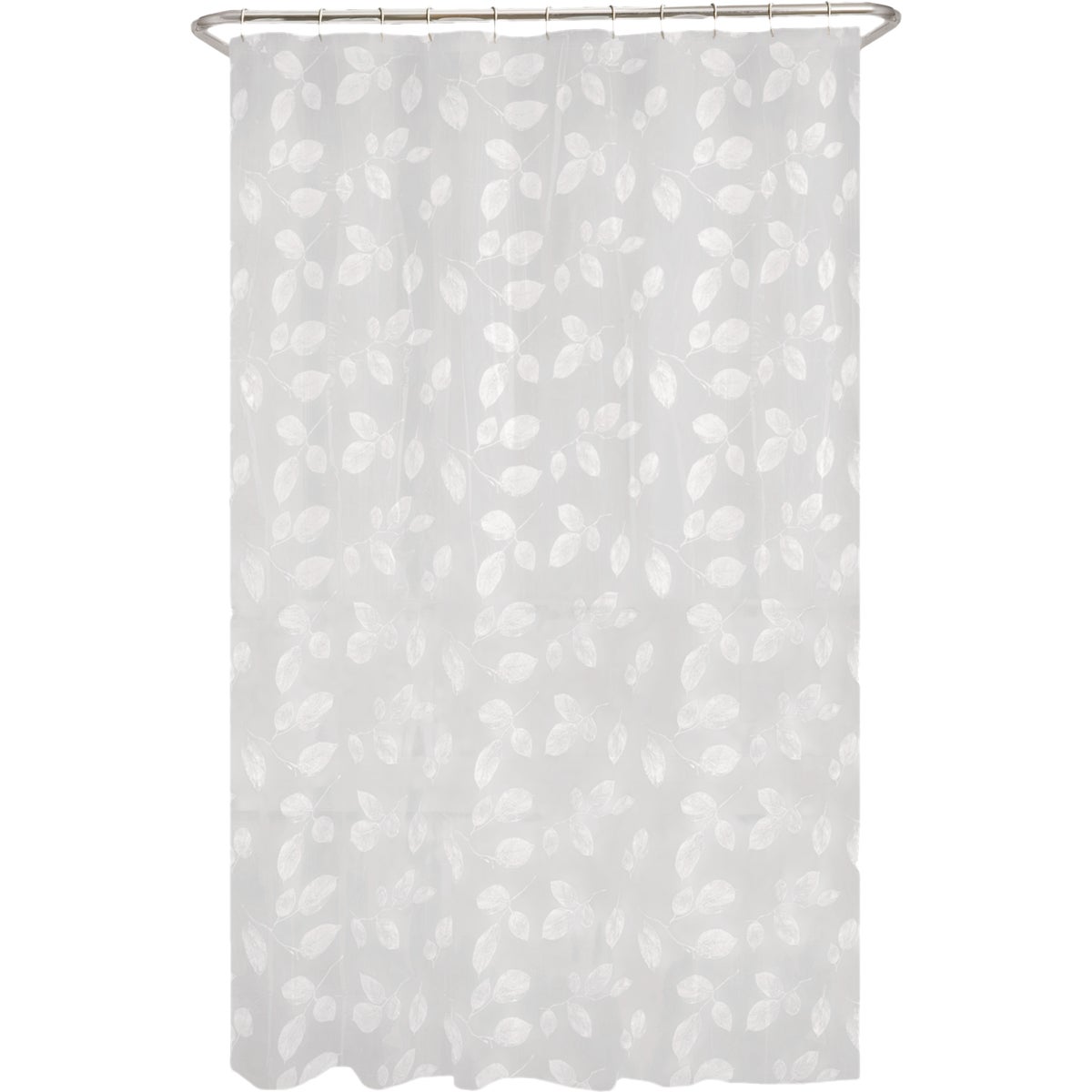 Zenna Home 70 In. x 72 In. Just Leaves White Waterproof PEVA Shower Curtain Image 1