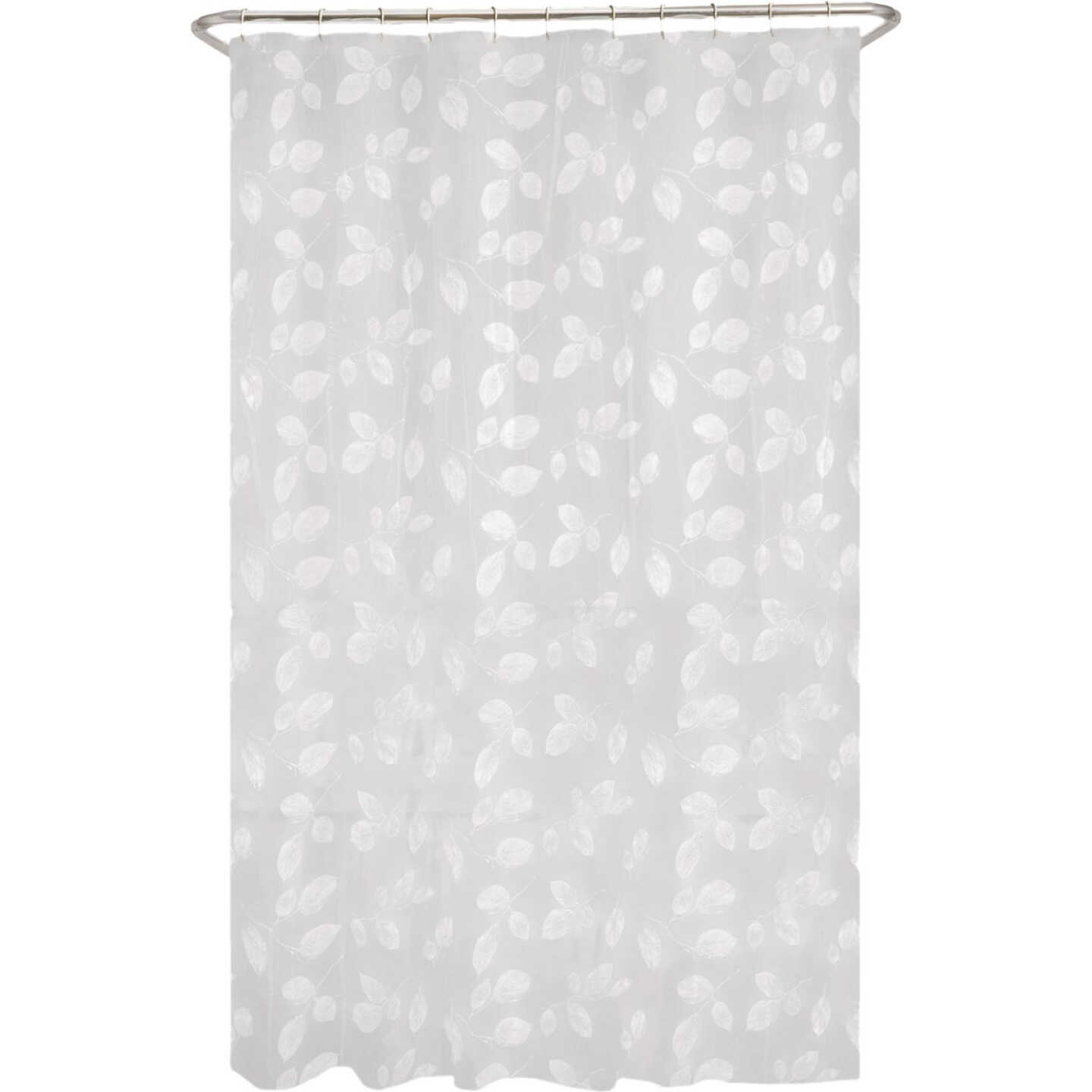 Zenna Home 70 In. x 72 In. Just Leaves White Waterproof PEVA Shower Curtain Image 1