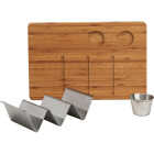 Ecolution Kitchen Extras Bamboo Wood Taco Board With Taco Holder & 2 Cups Image 1