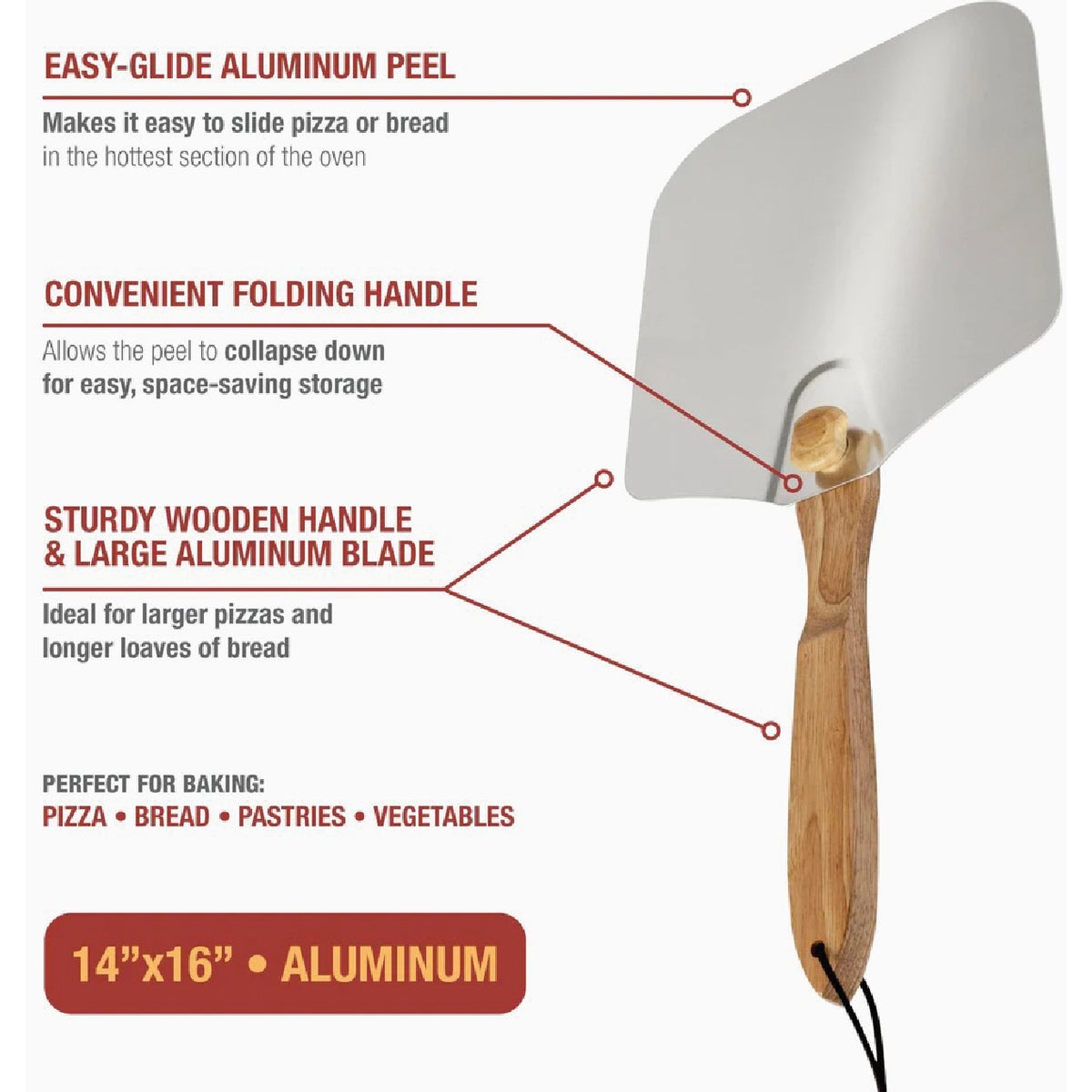 Old Stone 14 In. x 16 In. Pizza Peel With Folding Handle Image 2