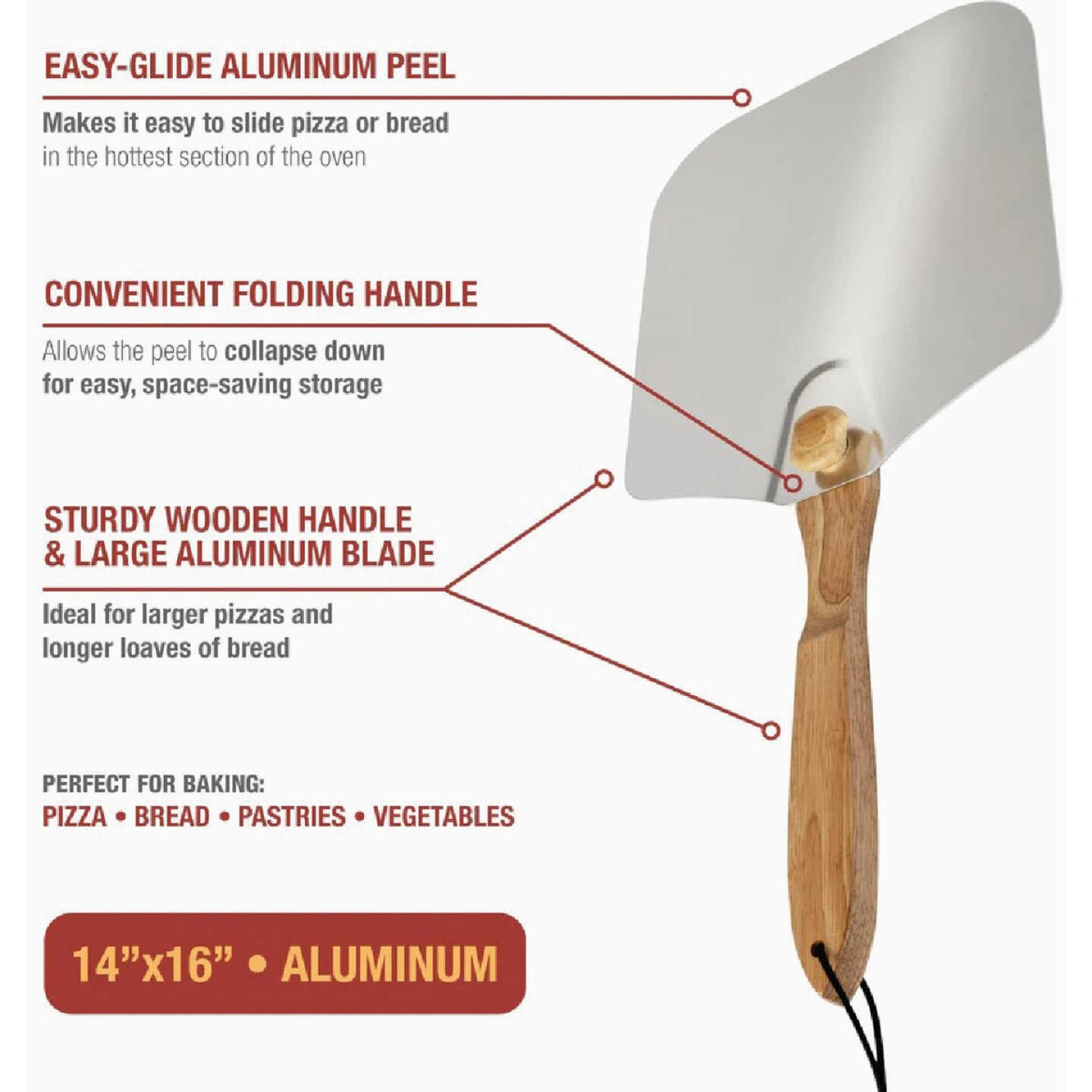 Old Stone 14 In. x 16 In. Pizza Peel With Folding Handle Image 2