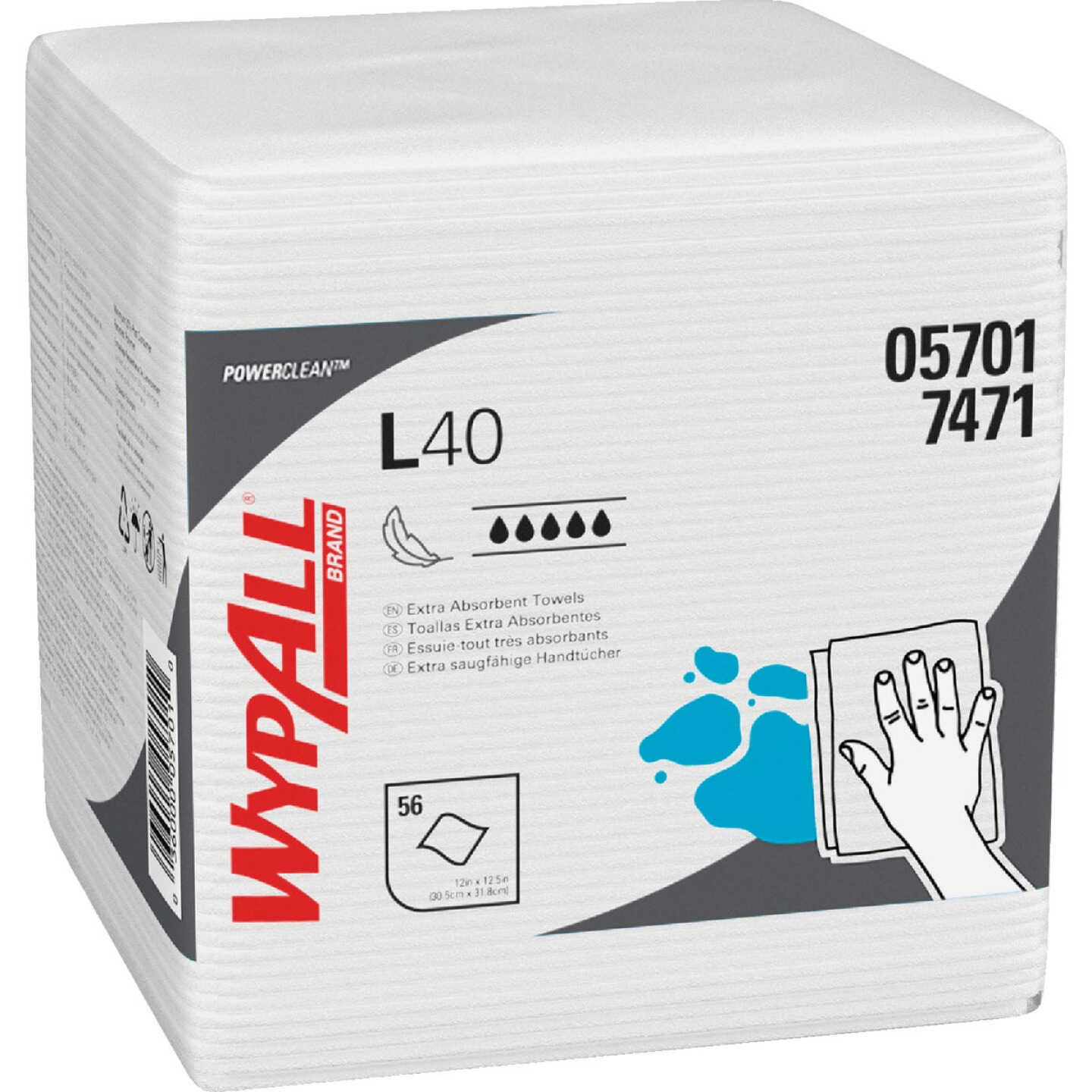 WypAll L40 Quarter Fold White Wiper Hand Towel (18 Count) Image 1