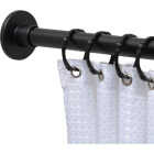 Zenna Home Straight 50 In. to 86 In. Rustproof Stainless Steel Adjustable Tension Shower Curtain Rod, Matte Black Image 2