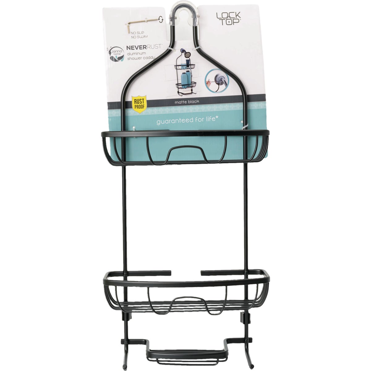 Zenna Home 11 In. x 24 In. Rustproof Hanging Shower Caddy, Matte Black Image 2