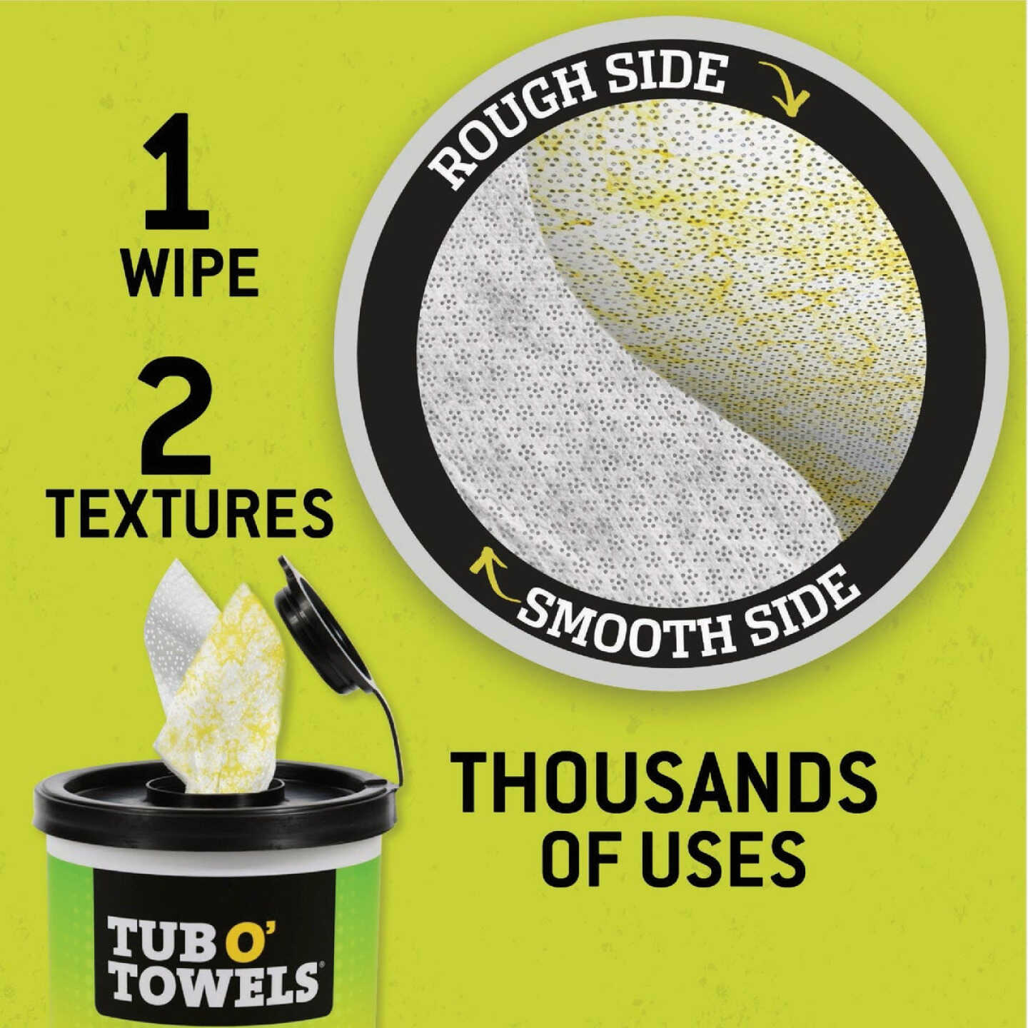 Tub O' Towels 10 In. x 12 In. Heavy Duty Dual Texture Wipes (75-Count) Image 3