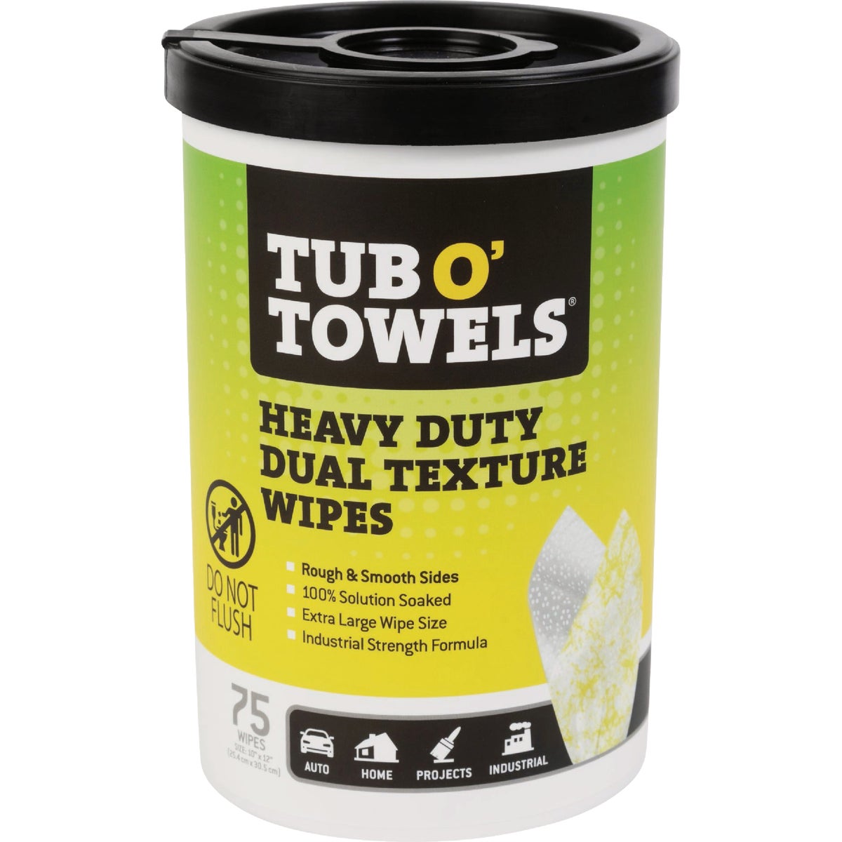 Tub O' Towels 10 In. x 12 In. Heavy Duty Dual Texture Wipes (75-Count)