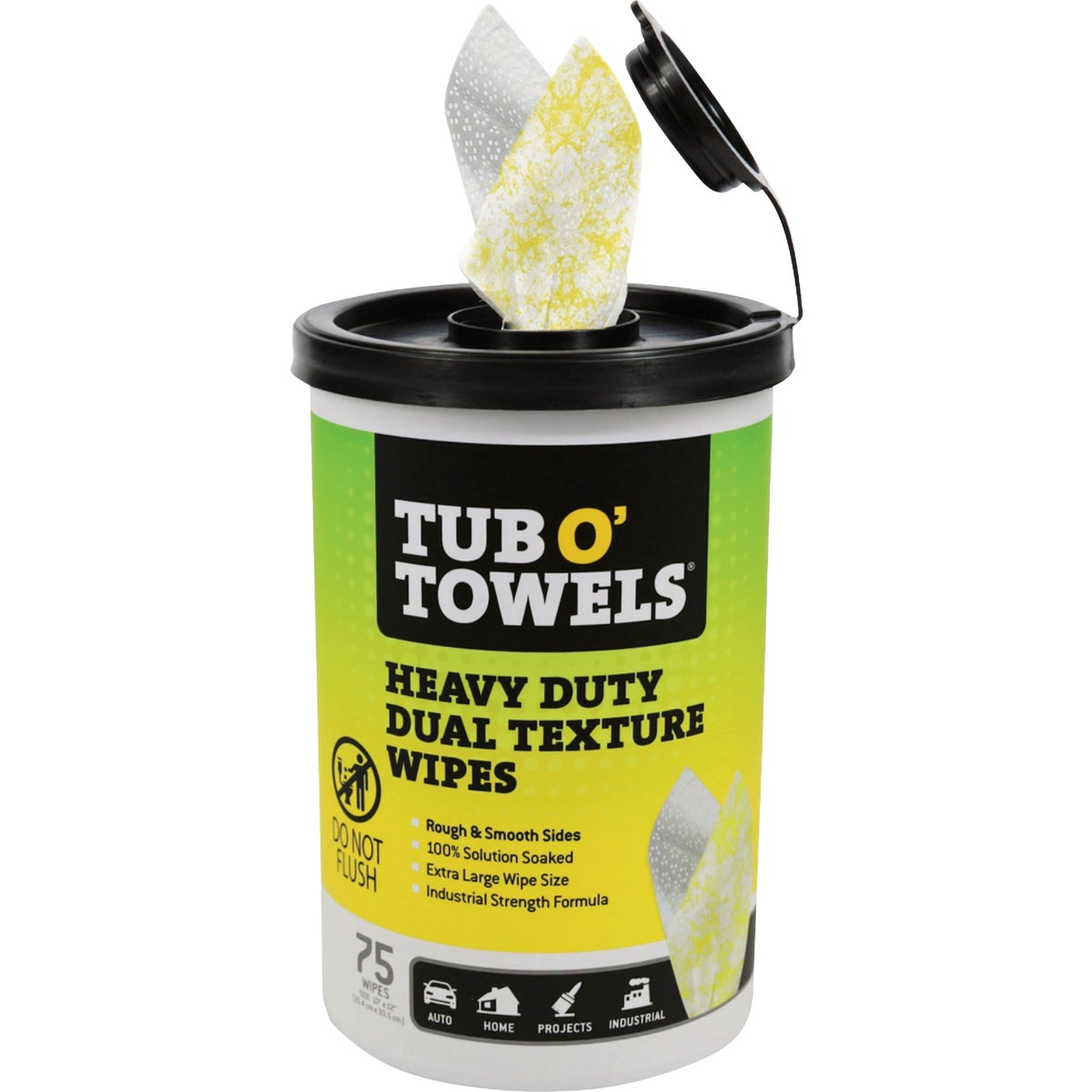 Tub O' Towels 10 In. x 12 In. Heavy Duty Dual Texture Wipes (75-Count) Image 4