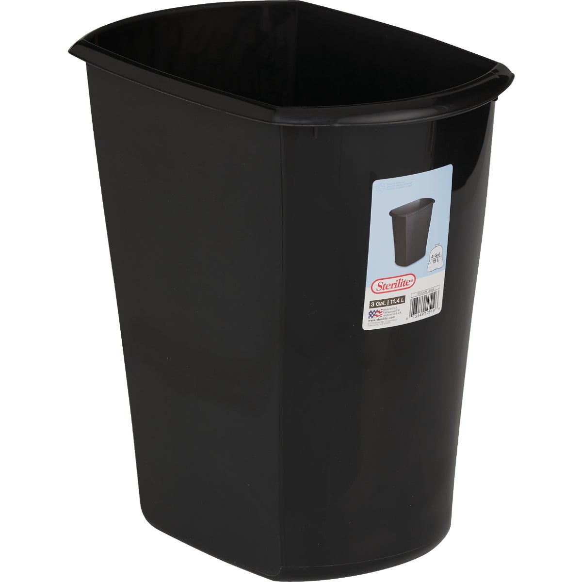 Sterilite 3 Gal. Rectangular Wastebasket
