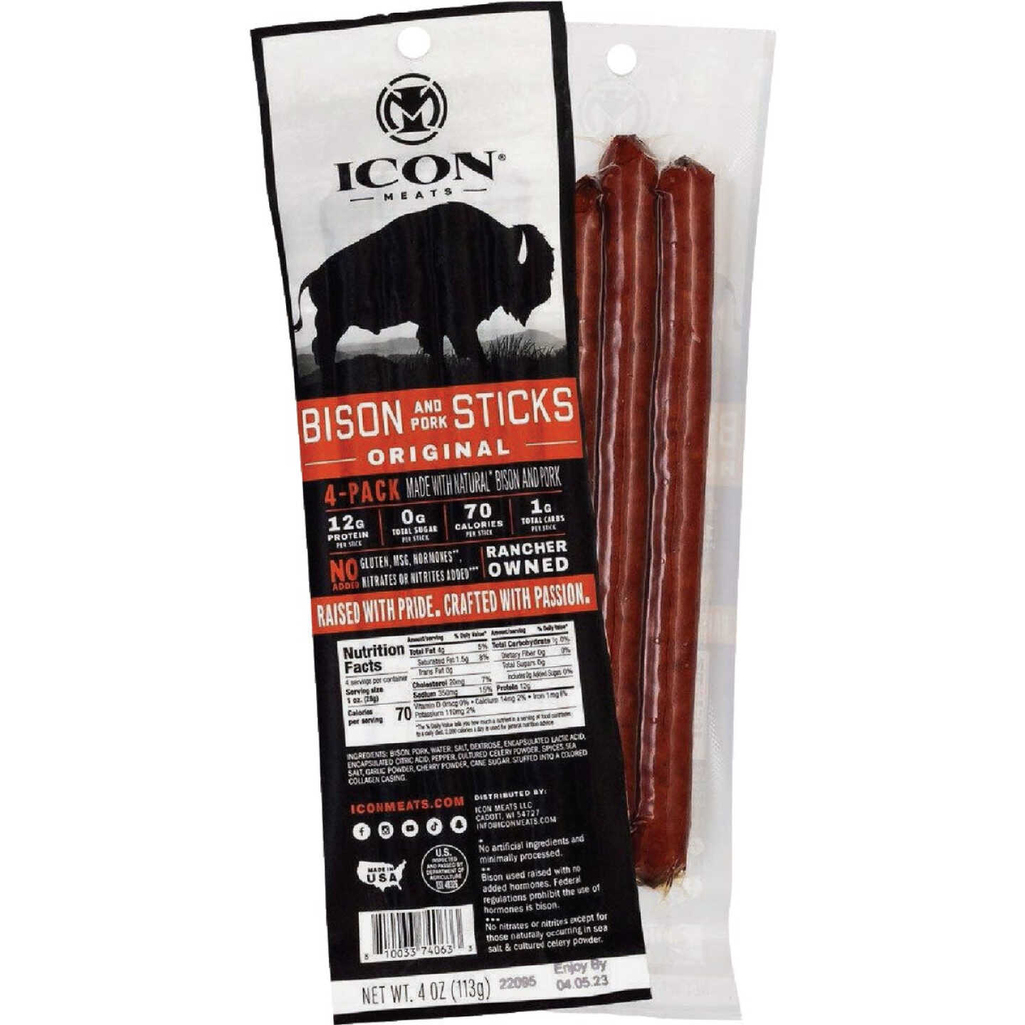 Icon 4 Oz. Original Bison Stick Jerky (4-Pack) Image 1