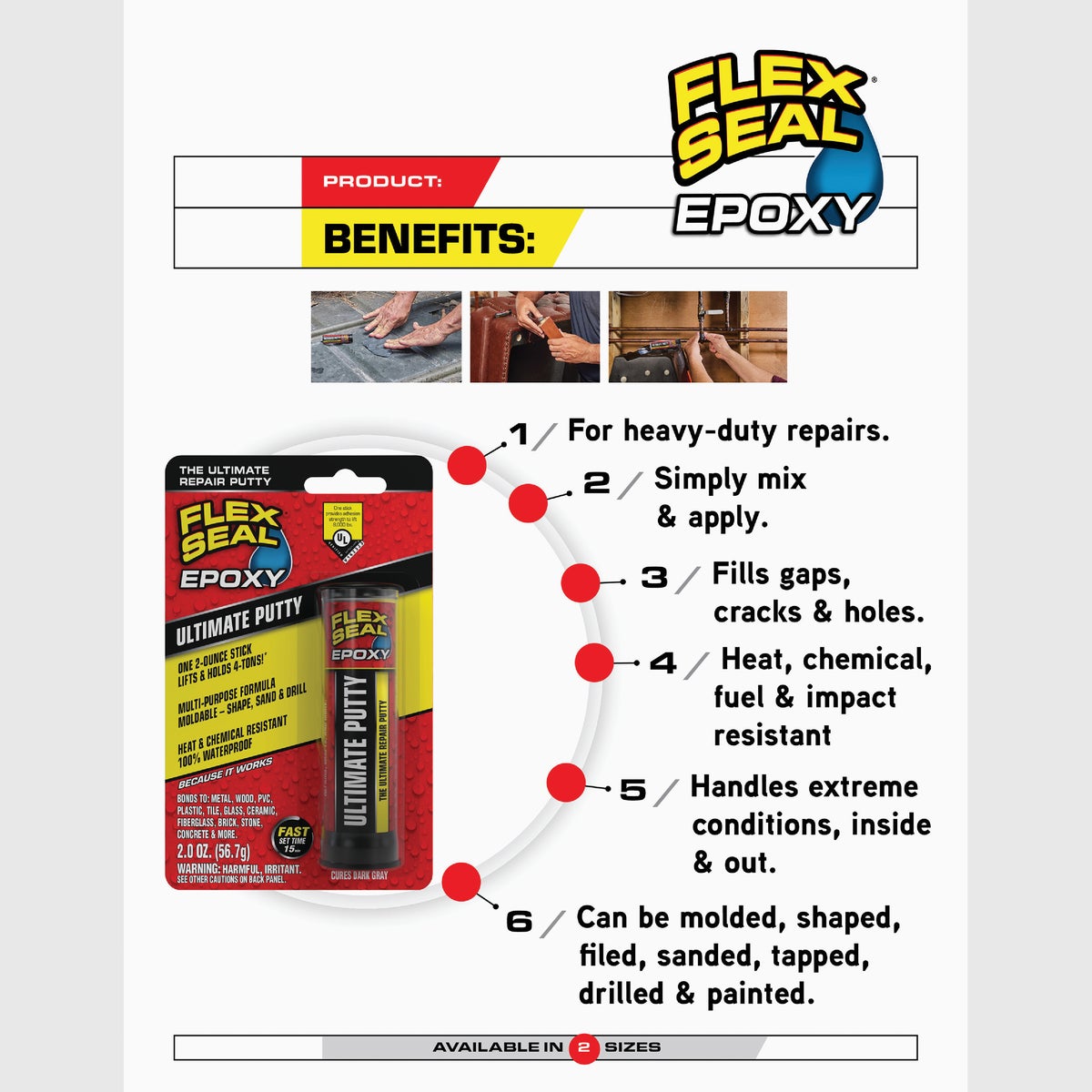 Flex Seal Epoxy 2 Oz. Ultimate Putty, Dark Gray Image 5