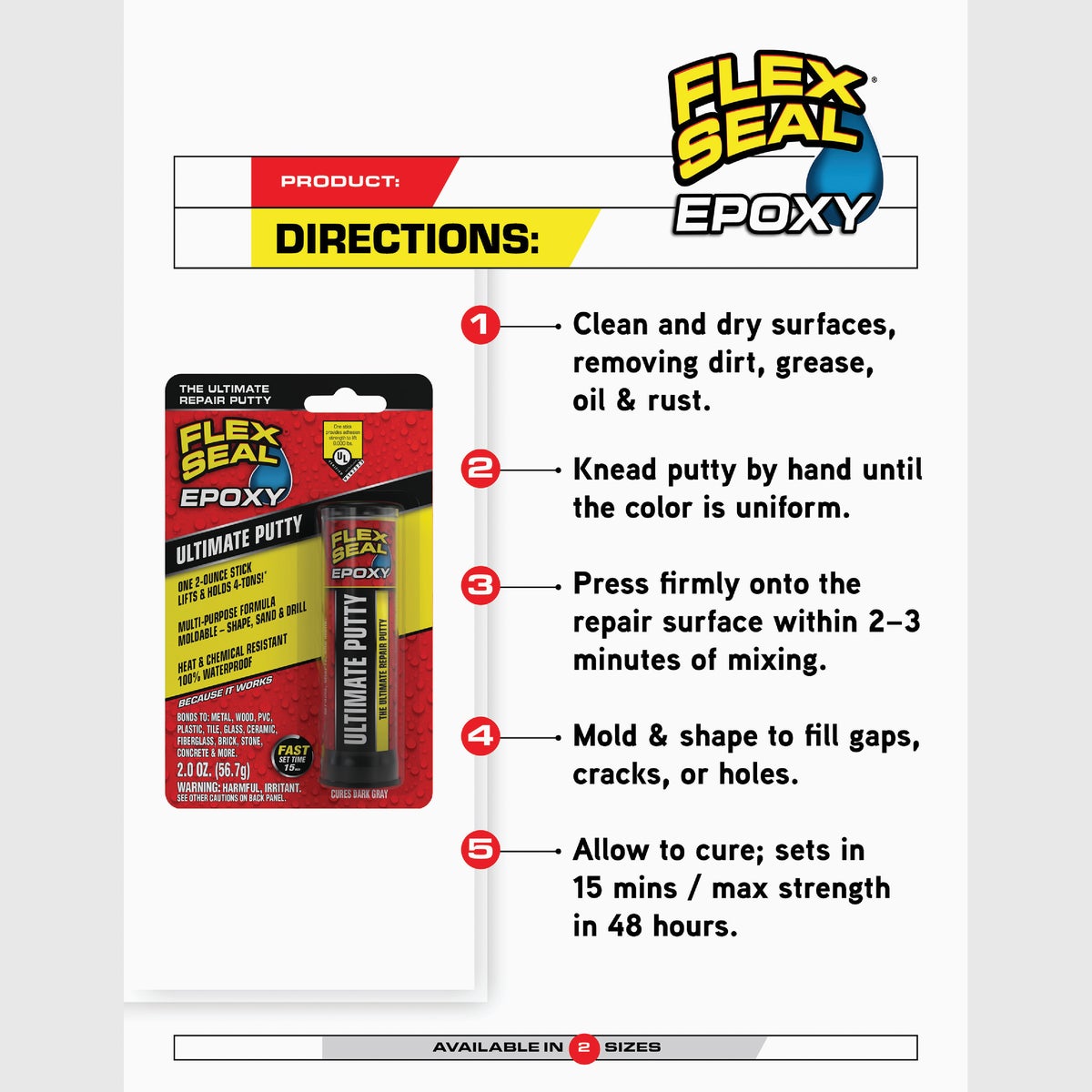 Flex Seal Epoxy 2 Oz. Ultimate Putty, Dark Gray Image 3