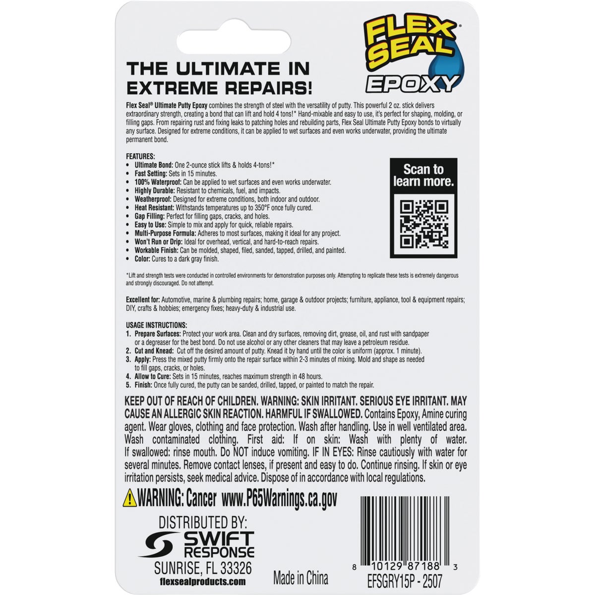Flex Seal Epoxy 2 Oz. Ultimate Putty, Dark Gray Image 8