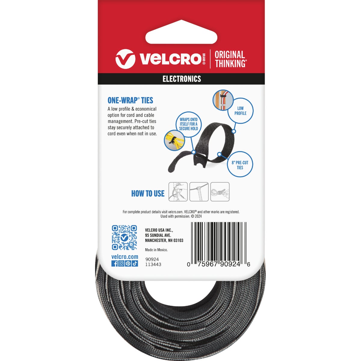 VELCRO Brand One-Wrap 1/2 In. x 8 In. Black Hook & Loop Tie (50-Count) Image 3