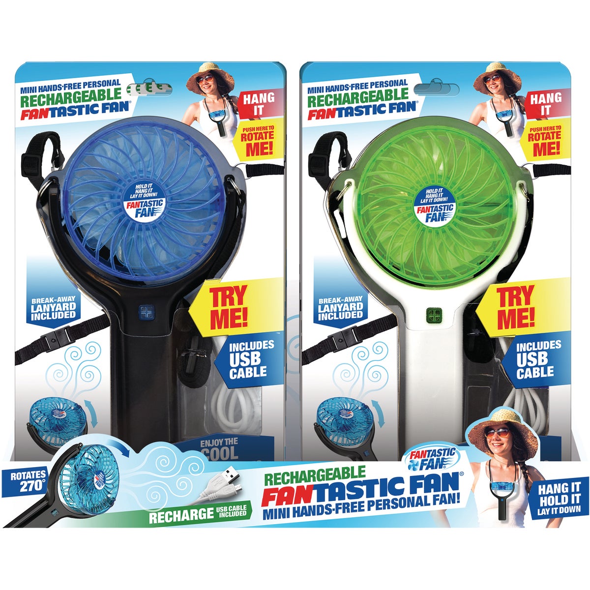 Fantastic Fan Mini Hands-Free Rechargeable USB Fan with Lanyard