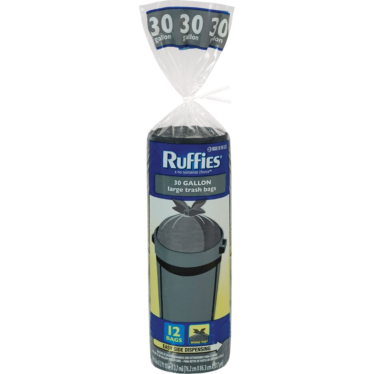 Ruffies 30 Gal. Black Extra Large Trash Bags (12-Count)