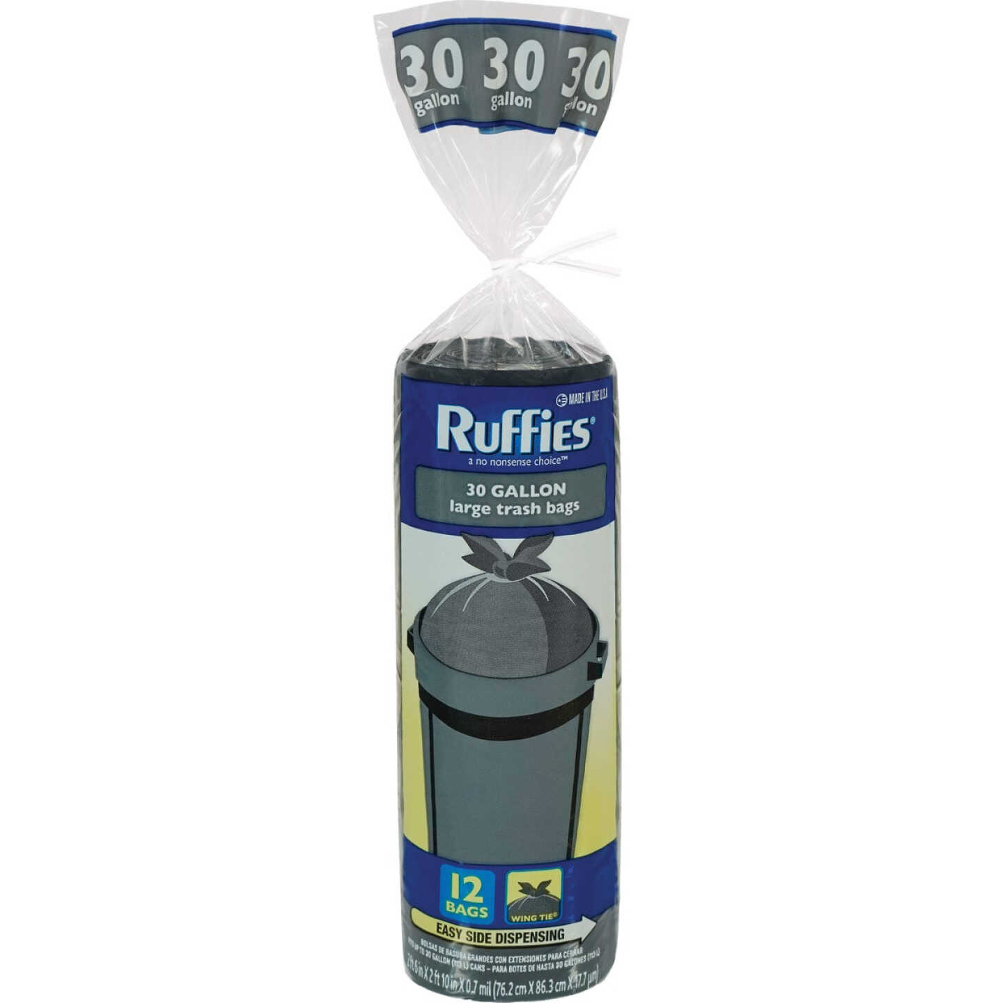 Ruffies 30 Gal. Black Extra Large Trash Bags (12-Count) Image 1