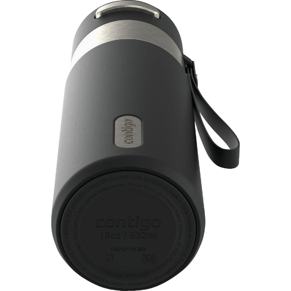 Contigo AutoSeal 18 Oz. Leakproof Water Bottle with Carrying Strap, Black Image 4