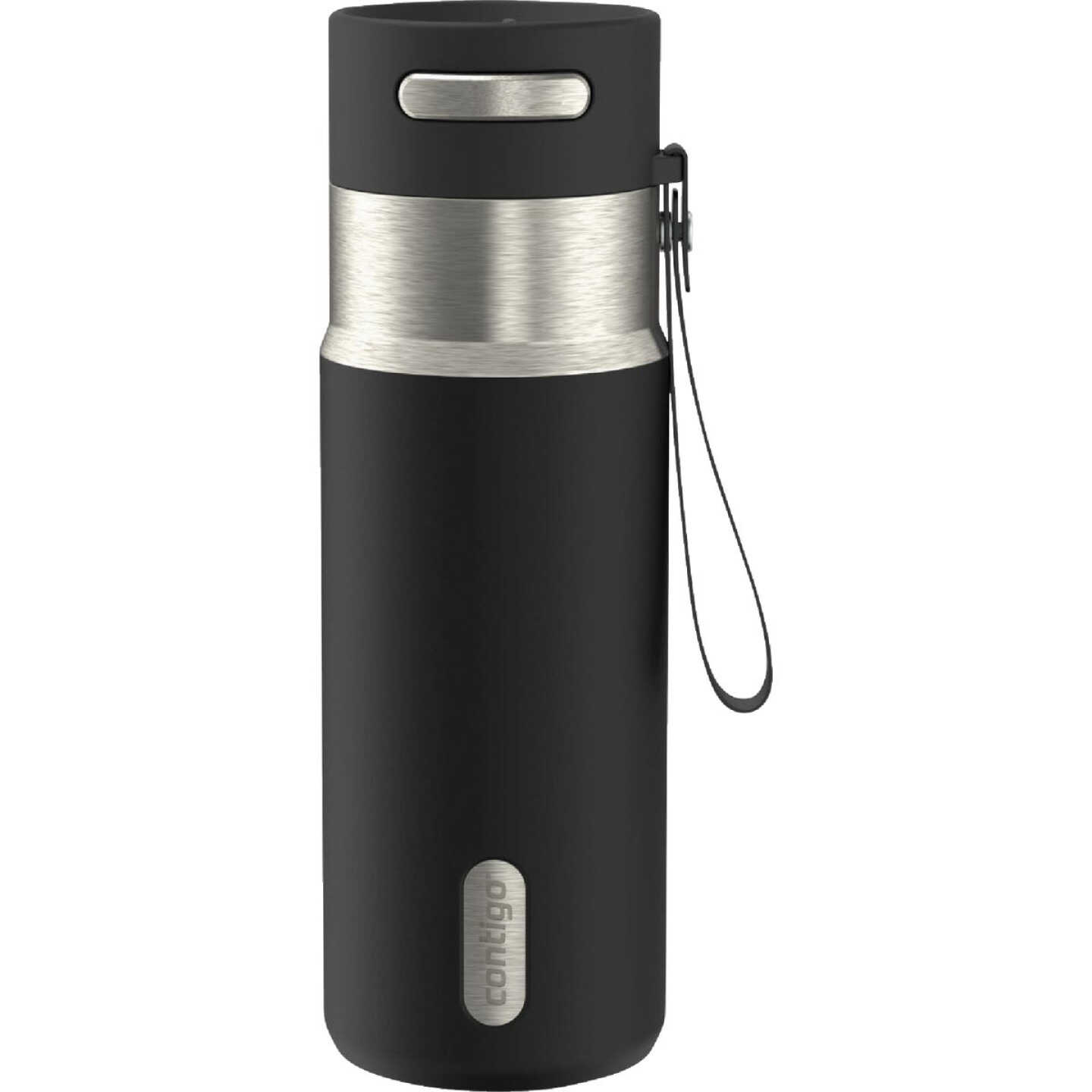 Contigo AutoSeal 18 Oz. Leakproof Water Bottle with Carrying Strap, Black Image 1
